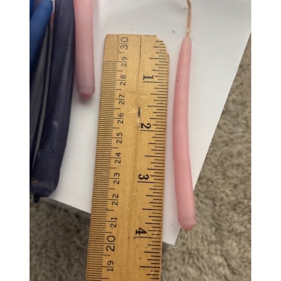 Hand Dipped Tapered Candles Blue Purple & Pink 4" Cotton Wicks 14 Candles - Picture 4 of 4